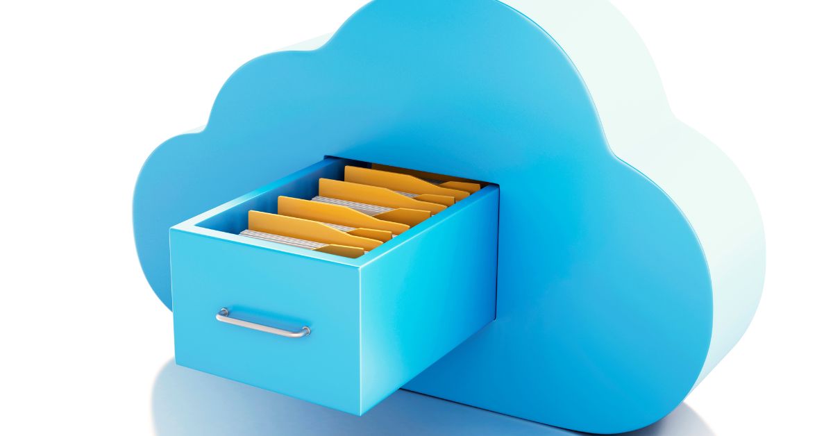 3d File storage in cloud. Cloud computing concept