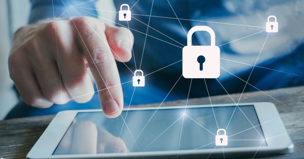 Data protection and cybersecurity, internet network with padlocks